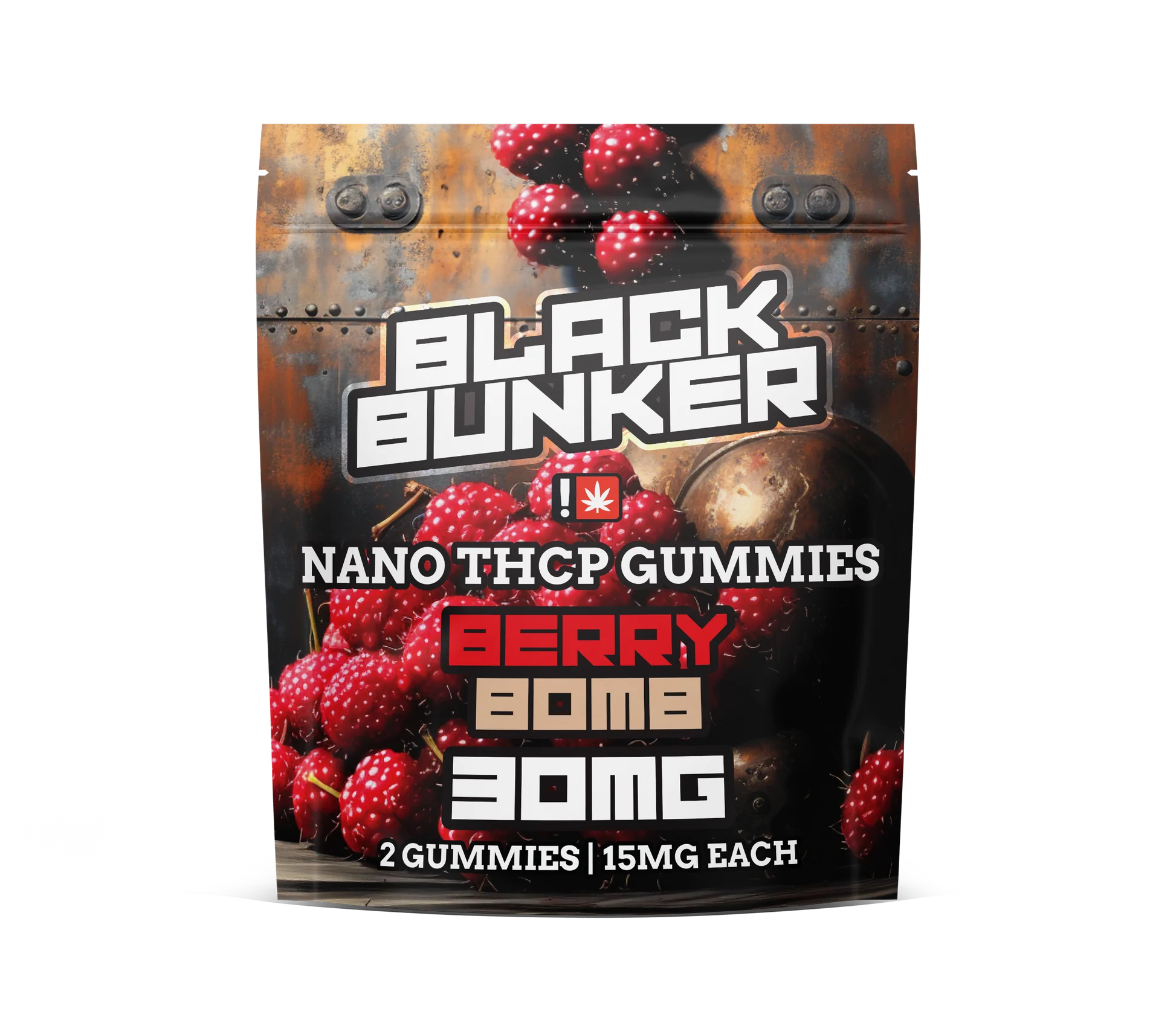 Black Bunker - Nano 900mg THC-P Gummies 2ct pack Berry Bomb