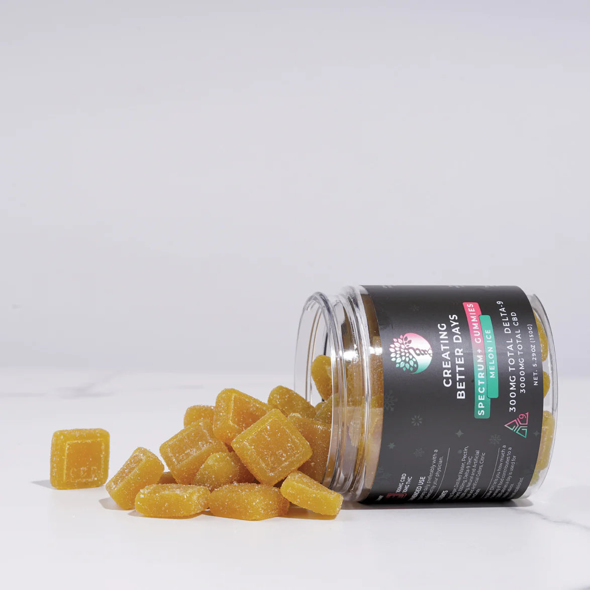 Creating Better Days 3000mg CBD + 300mg Delta 9 Infused Gummies Melon Ice