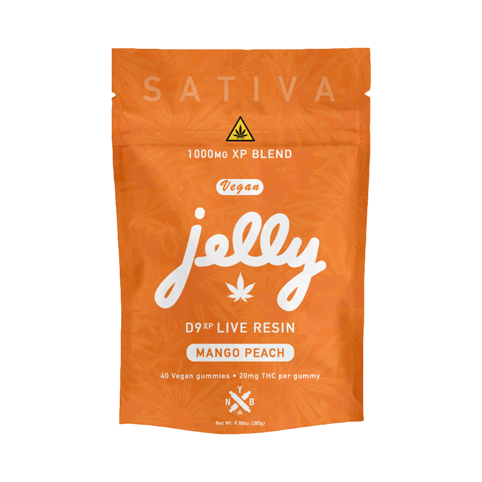 Jelly D9 Live Resin 1000mg Gummies 40ct-Mango Peach