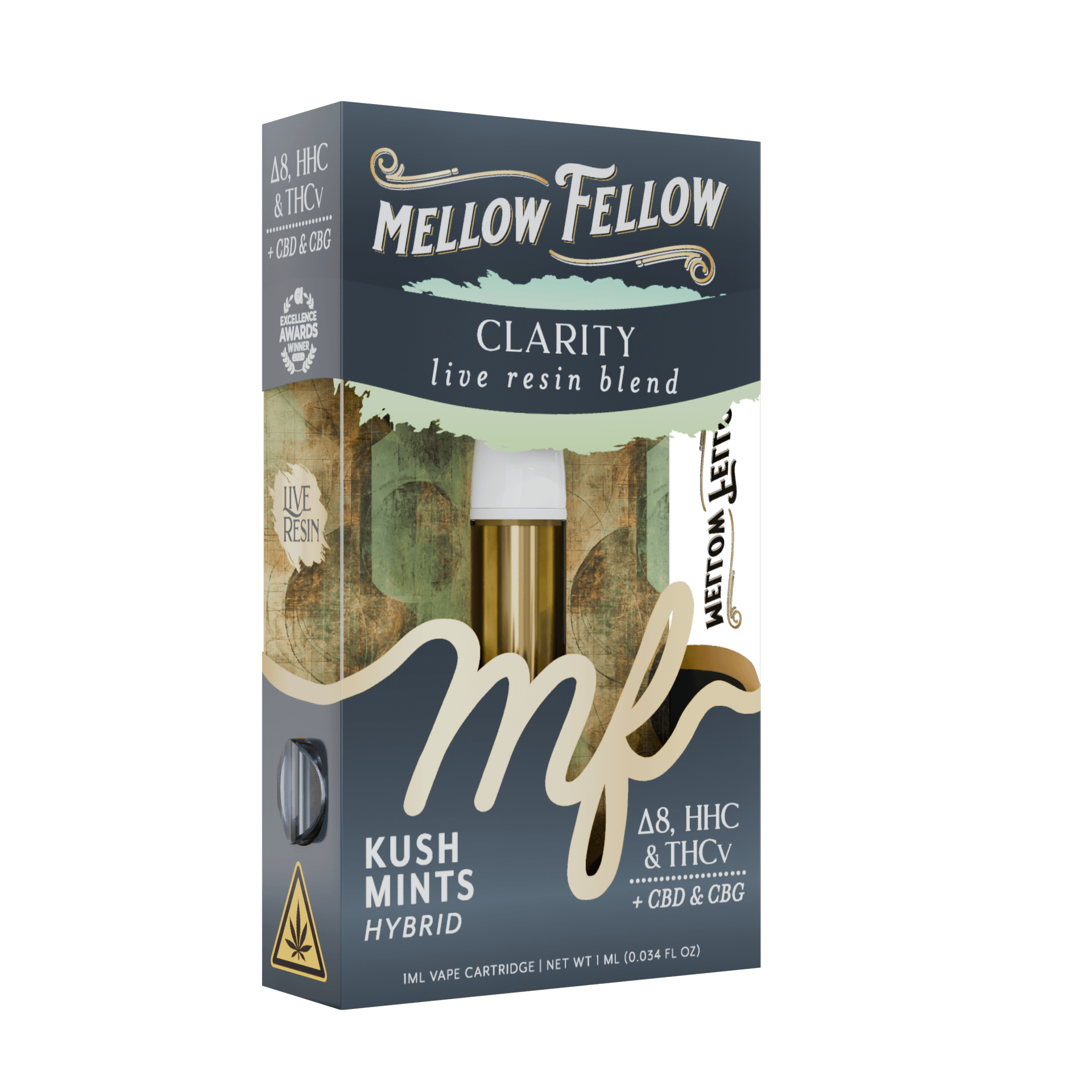 Mellow Fellow - Cartridge - 1ML - Live Resin - Clarity Blend - Kush Mints