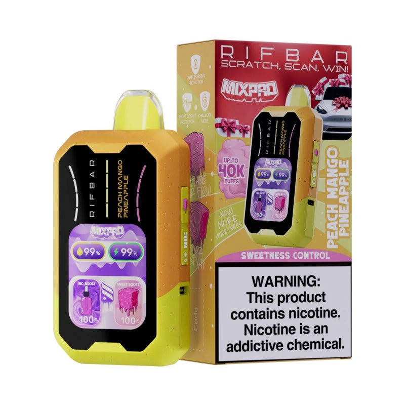 RifBar MixPro – Ice Series – Vape Disposable – 40,000 Puffs Peach Mango Pineapple