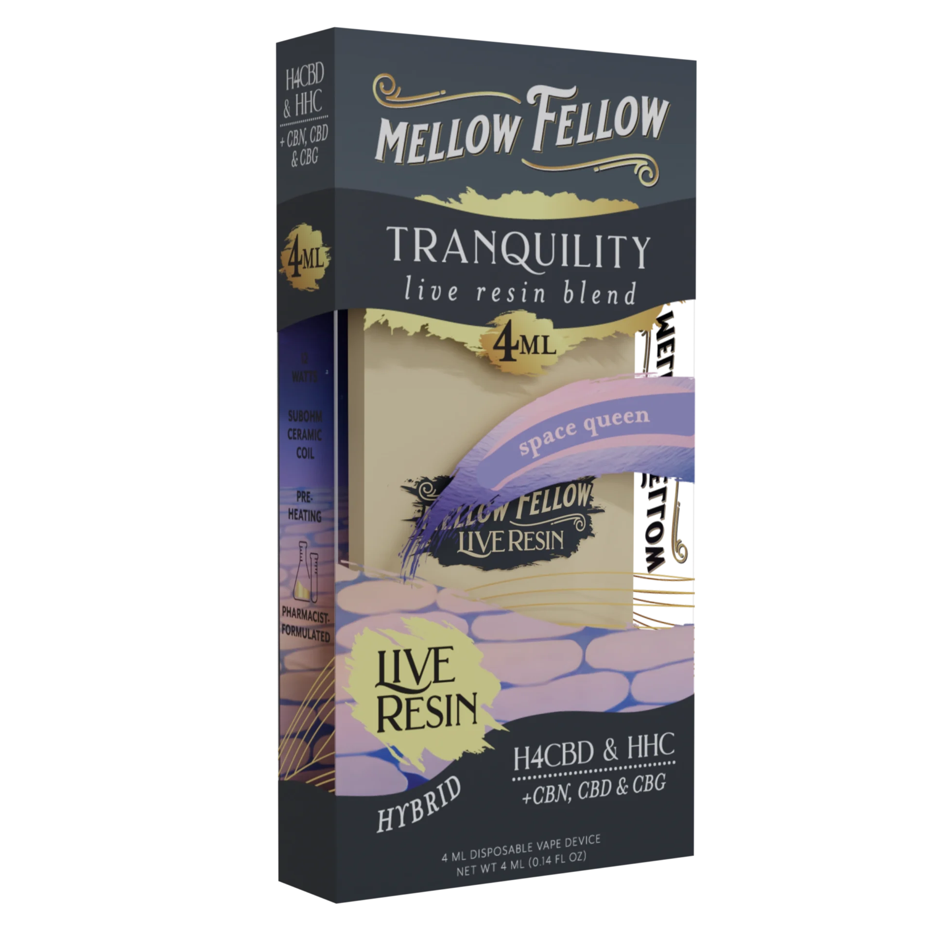 Mellow Fellow Live Resin Tranquility Blend 4ml Disposable Vape Space Queen Hybrid