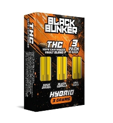 Black Bunker 3pk 1G Carts HYBRID (Sour Diesel, Black Gorilla, DNA Cake)