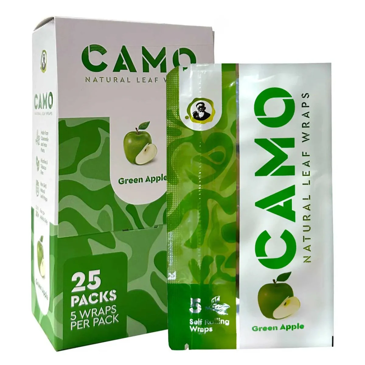 Camo Natural Leaf Wrap 5pk Green Apple