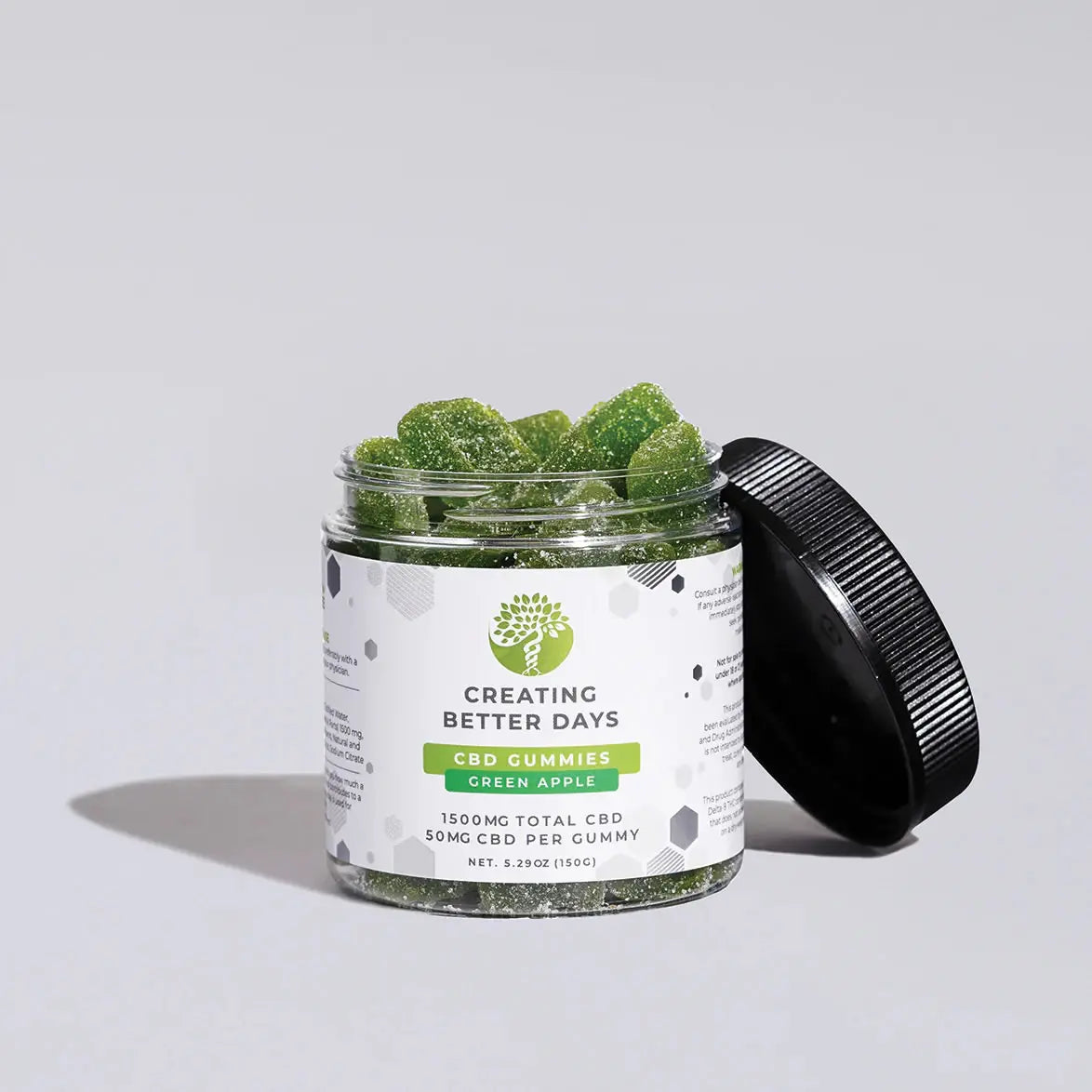 Creating Better Days CBD Gummies 1500 MG - THC Free Green Apple