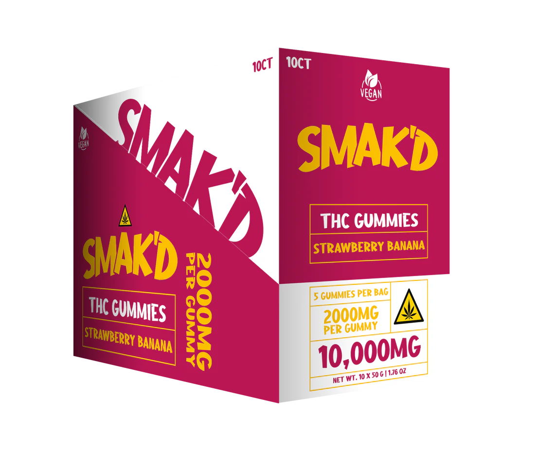 SMAK'D THC Gummies 10,000mg - Strawberry Banana