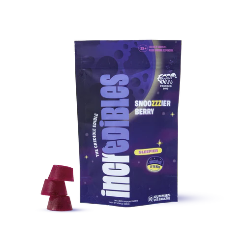 Incredibles Snoozzzierberry Gummies (D9 10MG + CBN 5MG + CBG 5MG) UNCOLORED