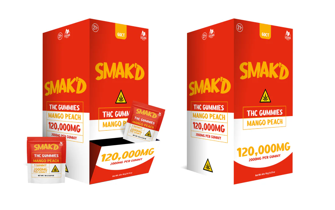 SMAK'D THC Gummies 2000MG - Mango Peach