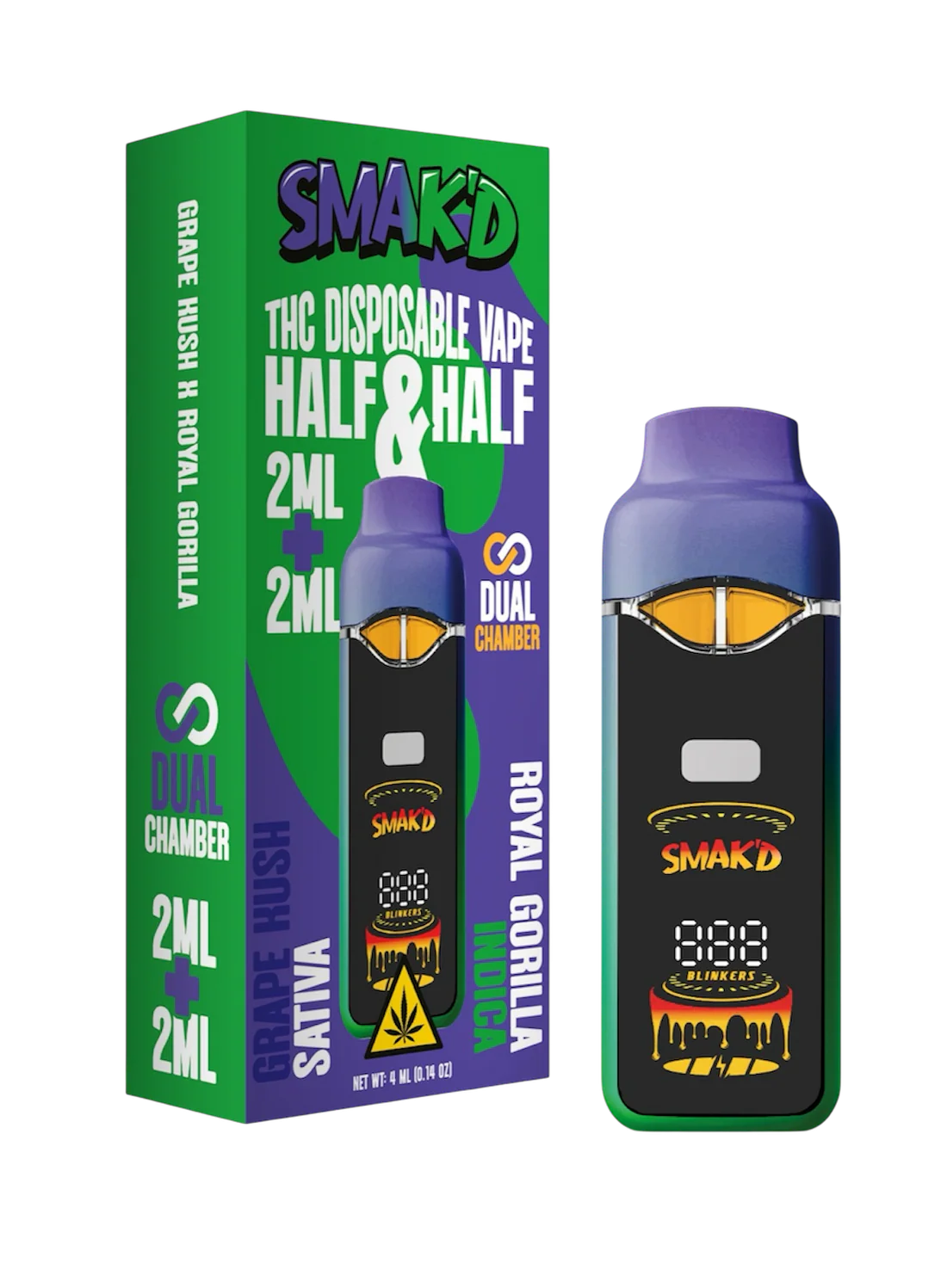 SMAK'D Half & Half Grape Kush + Royal Gorilla Disposable (4ml)