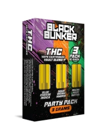 Black Bunker 3pk 1G Carts PARTY PACK (Miami Haze, Sour Diesel, Blue Cheese)