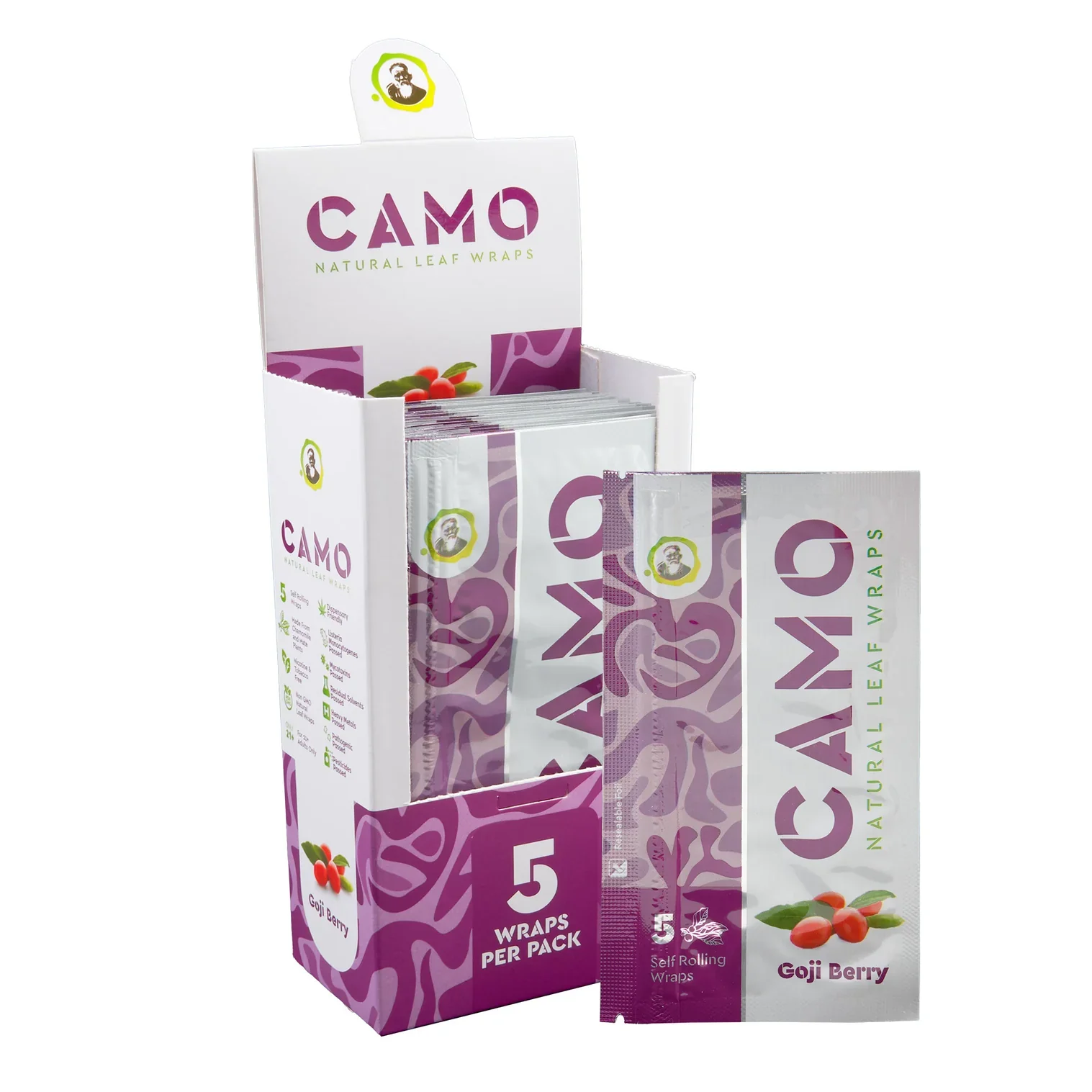 Camo Natural Leaf Wrap 5pk Goji Berry