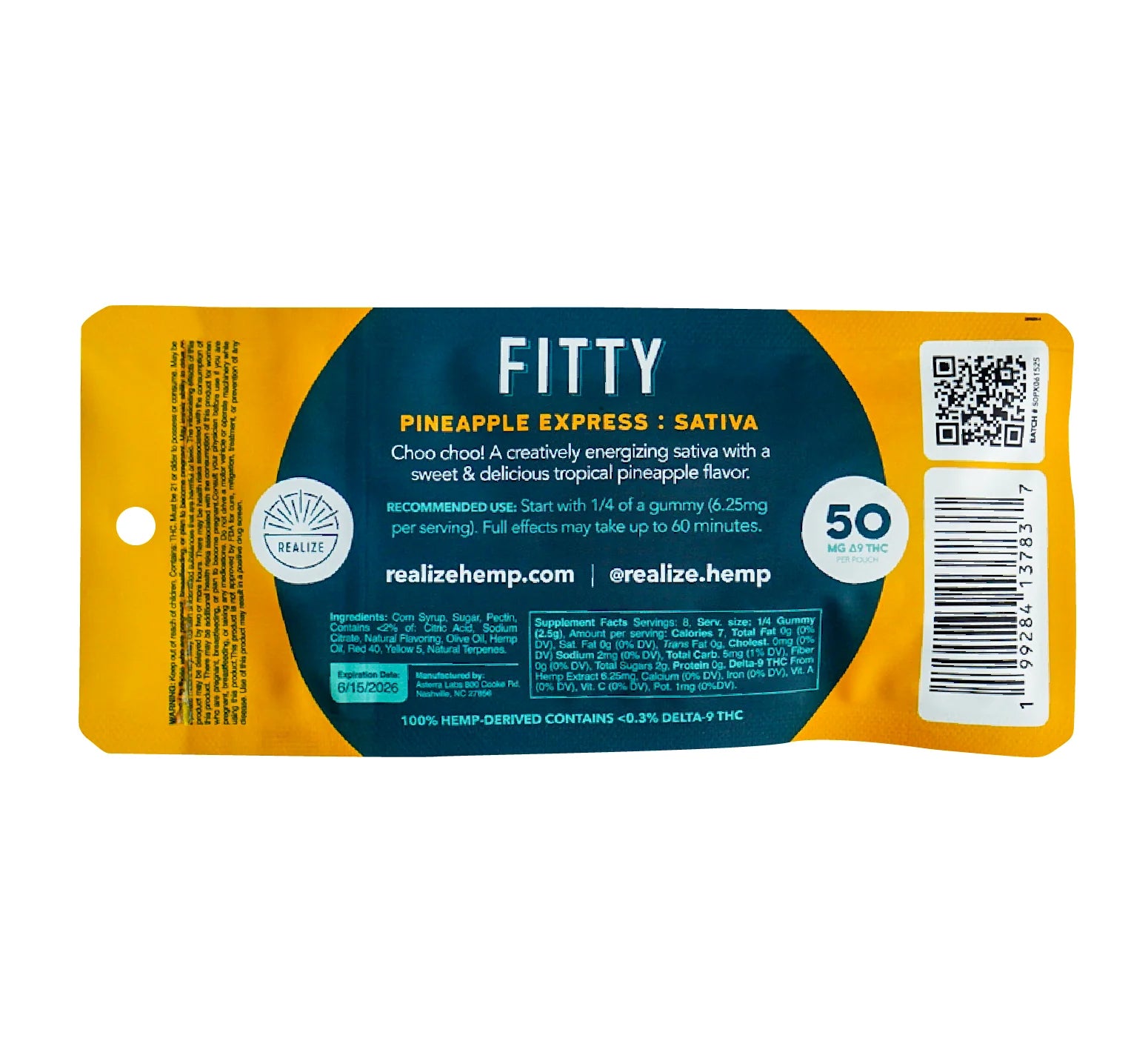 Realize FITTY- Pineapple(Pineapple Express) 2 PK Gummies