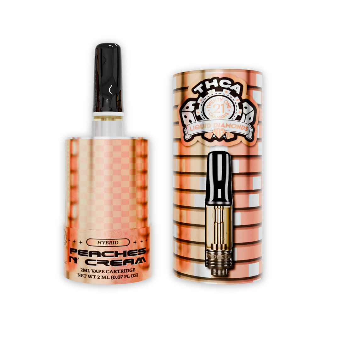 Twenty One Cartridges 2mL THCa Peaches N Cream (Hybrid)