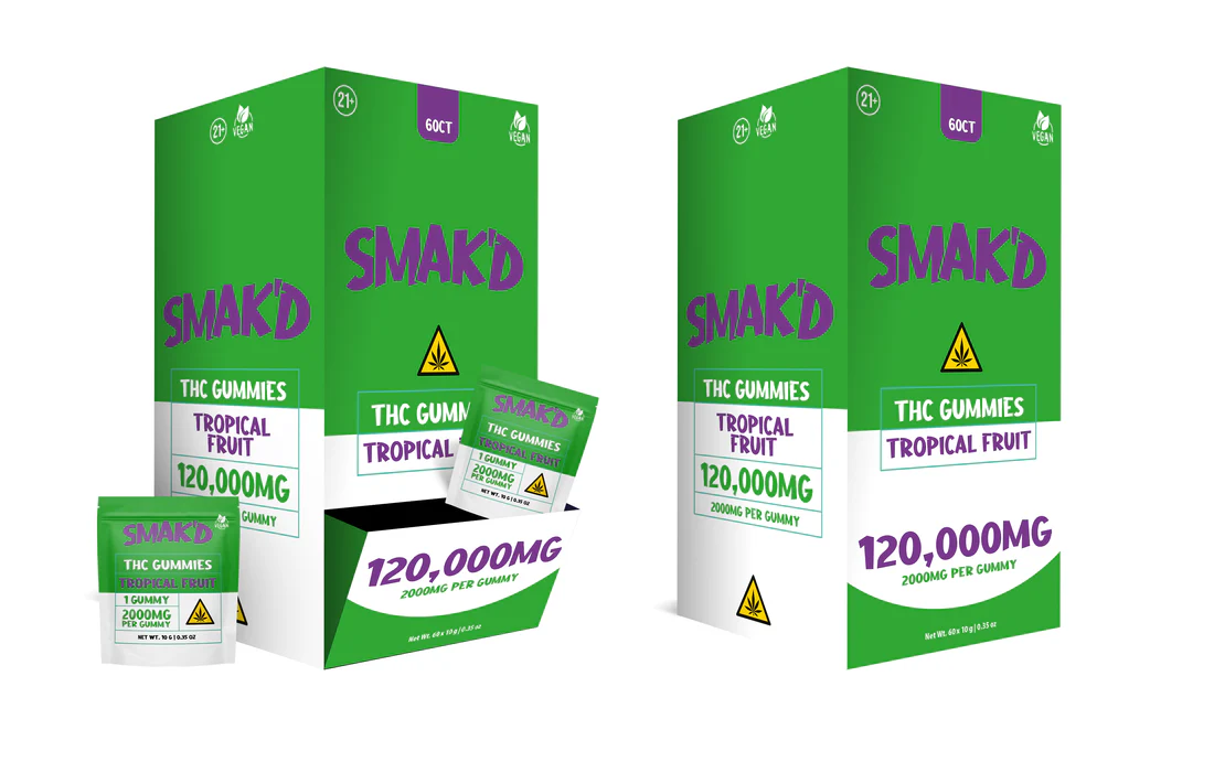 SMAK'D THC Gummies 2000MG - Tropical Fruit