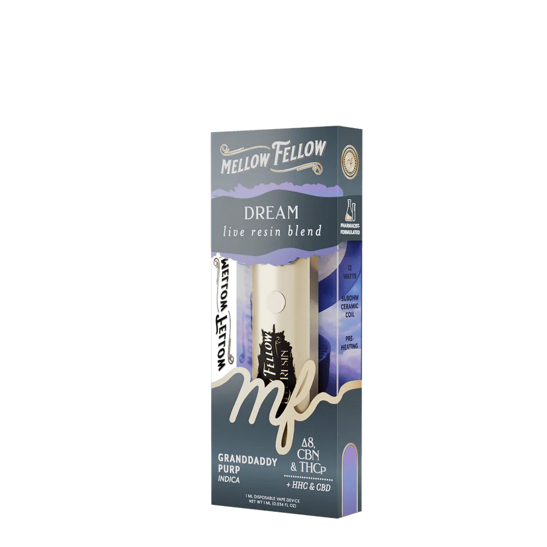 Mellow Fellow - Disposable - 1mL - Dream Blend - Granddaddy Purp (Indica)