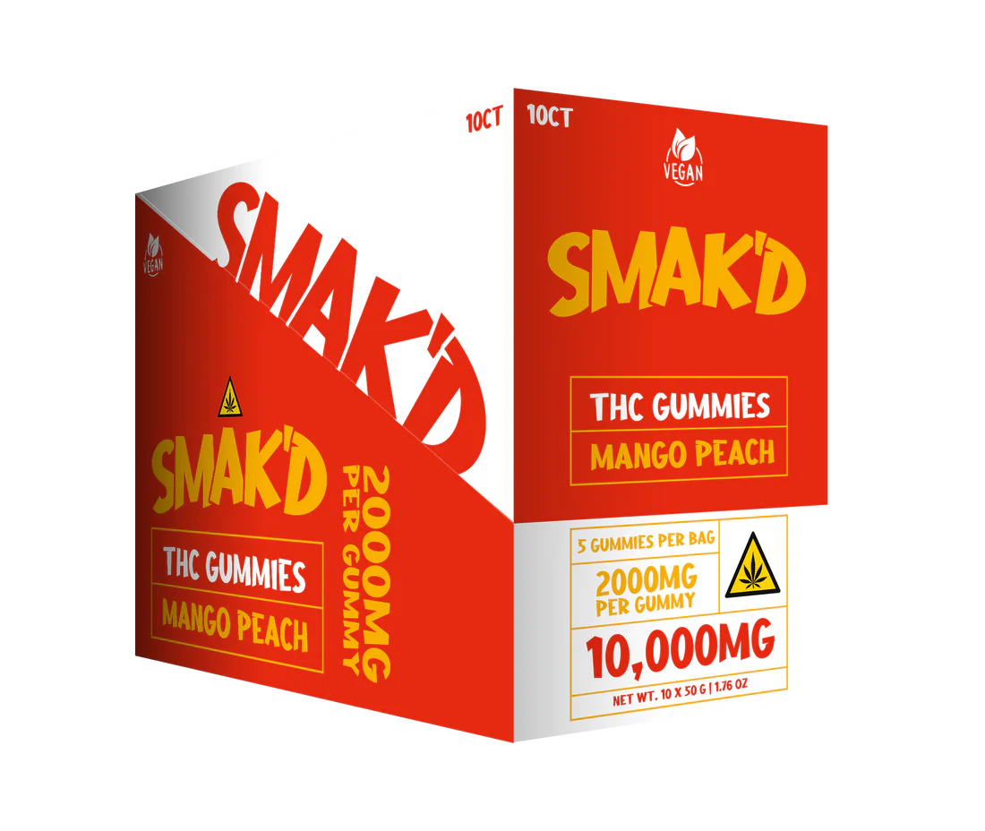 SMAK'D THC Gummies 10,000mg - Mango Peach