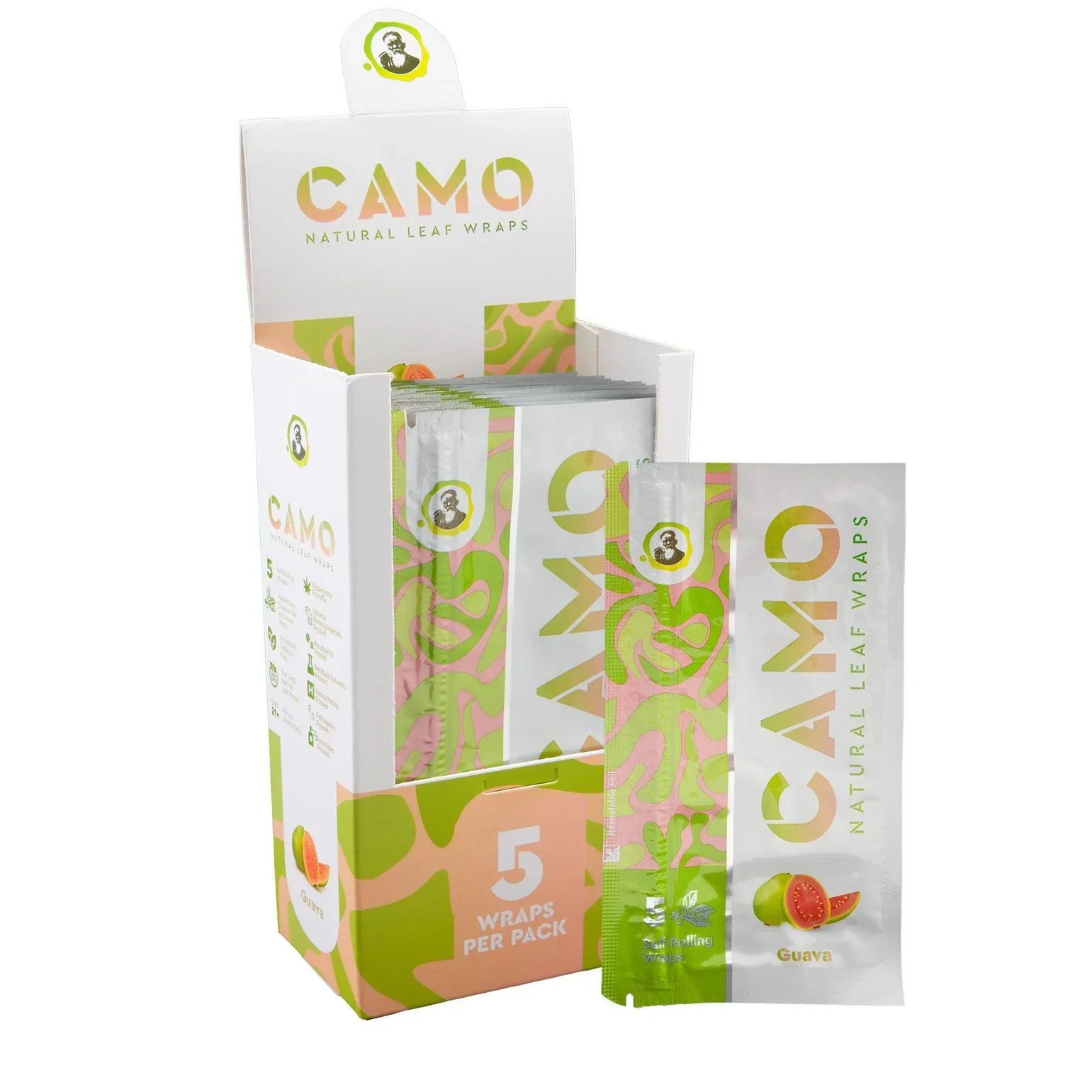 Camo Natural Leaf Wrap 5pk Guava