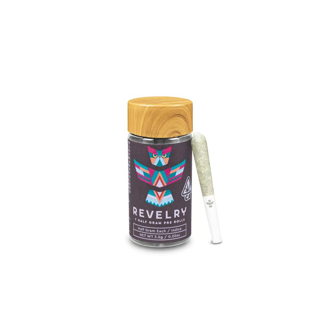 Revelry Premium Indoor THCA Pre-Rolls 0.5g 7pk Biscotti Mints Indica
