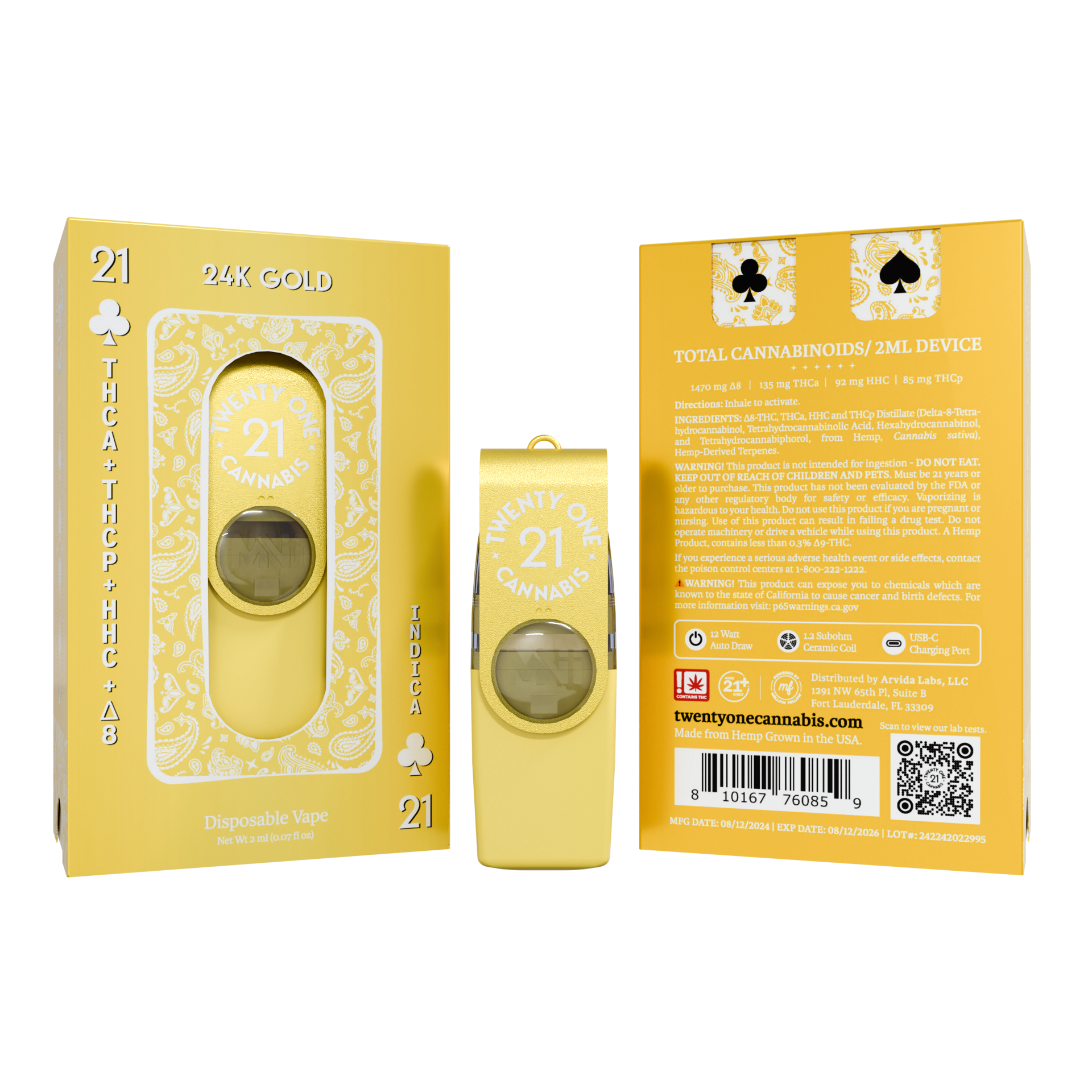 Twentyone Disposable - 2mL - THCa - THCp - 24K Gold (Indica Dominant)