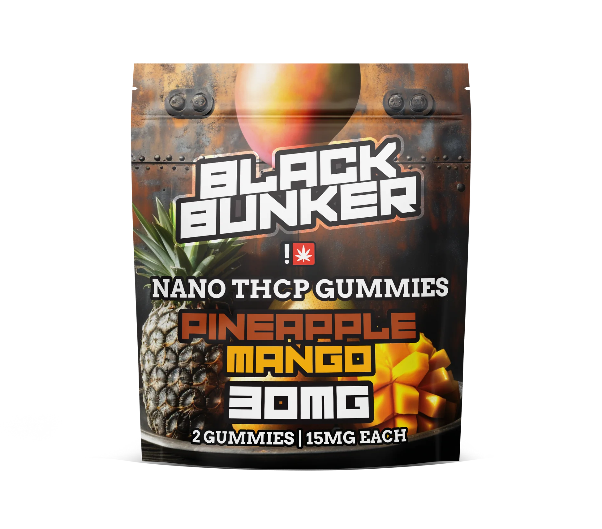 Black Bunker - Nano 900mg THC-P Gummies 2ct pack Pineapple Mango