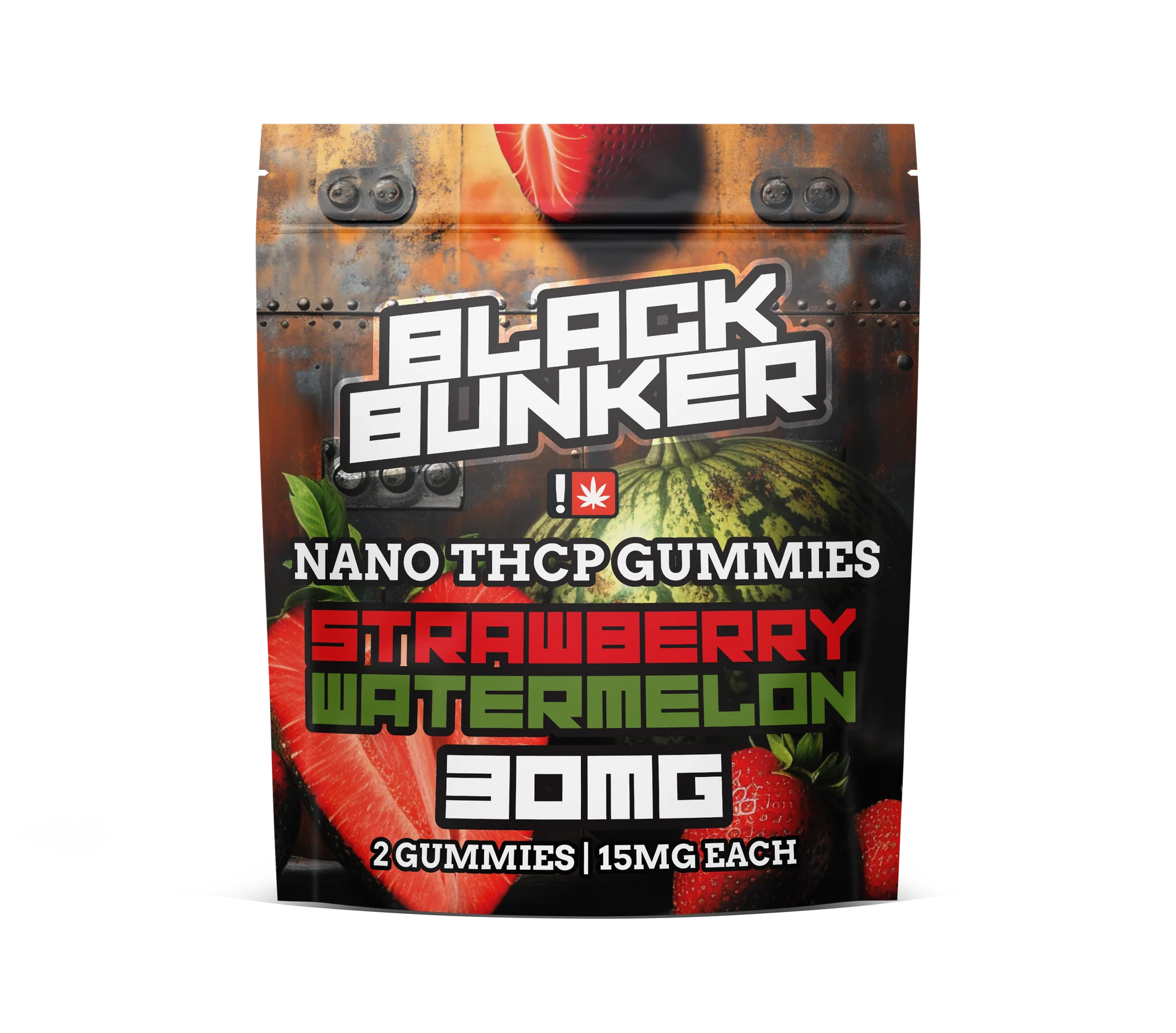 Black Bunker - Nano 900mg THC-P Gummies 2ct pack Strawberry Watermelon
