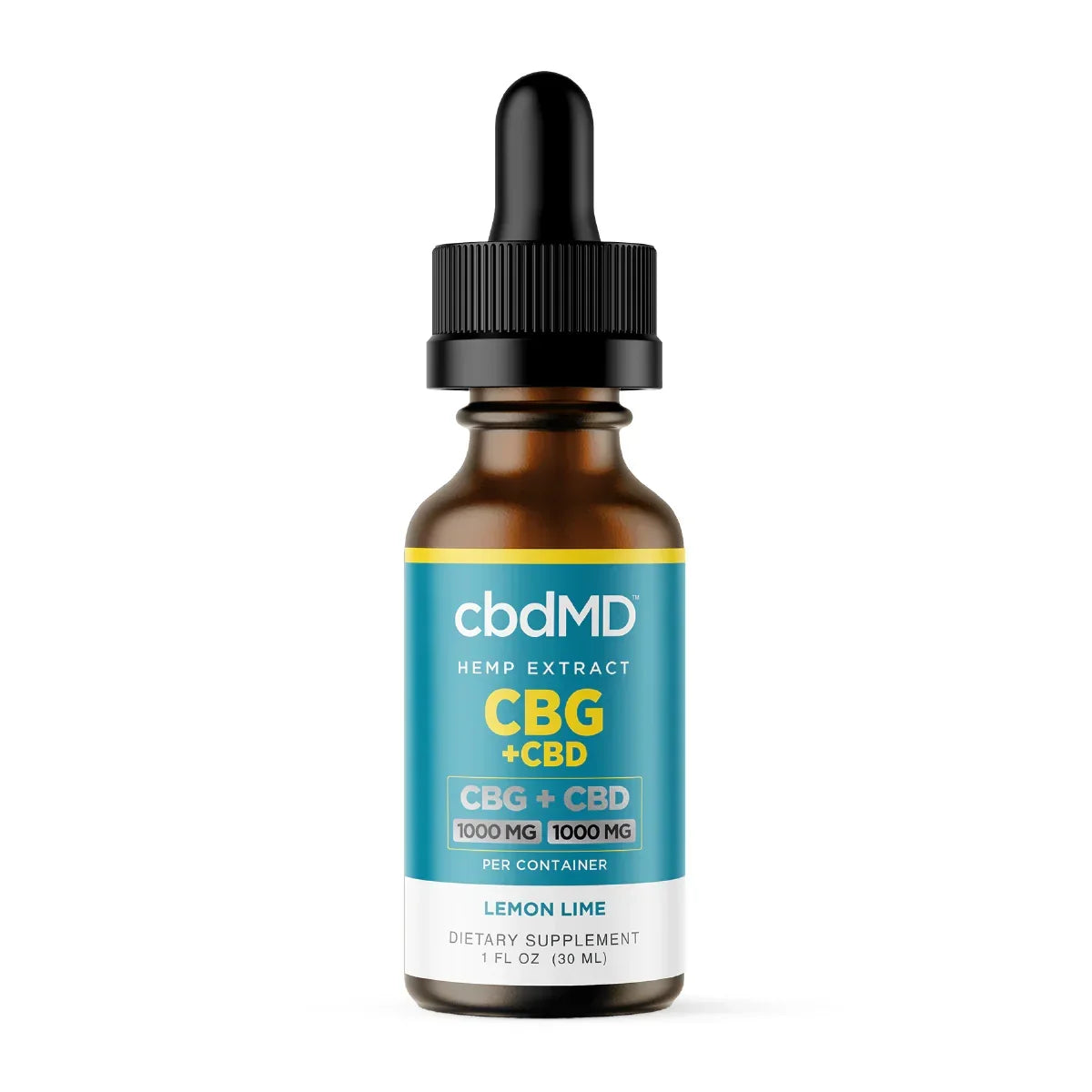CBDMD Broad Spectrum CBG + CBD Oil Tincture CBG 1000 MG + CBD 1000 MG Lemon Lime