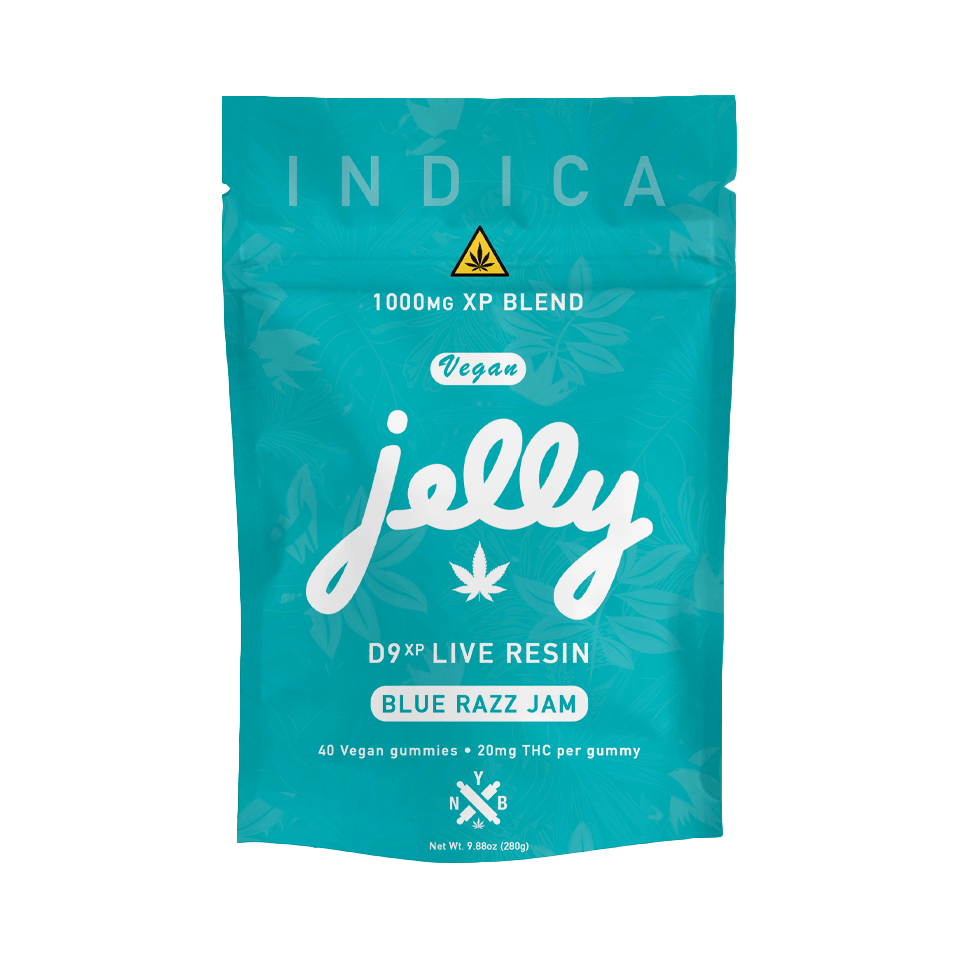 Jelly D9 Live Resin 1000mg Gummies 40ct -Blue Razz Jam