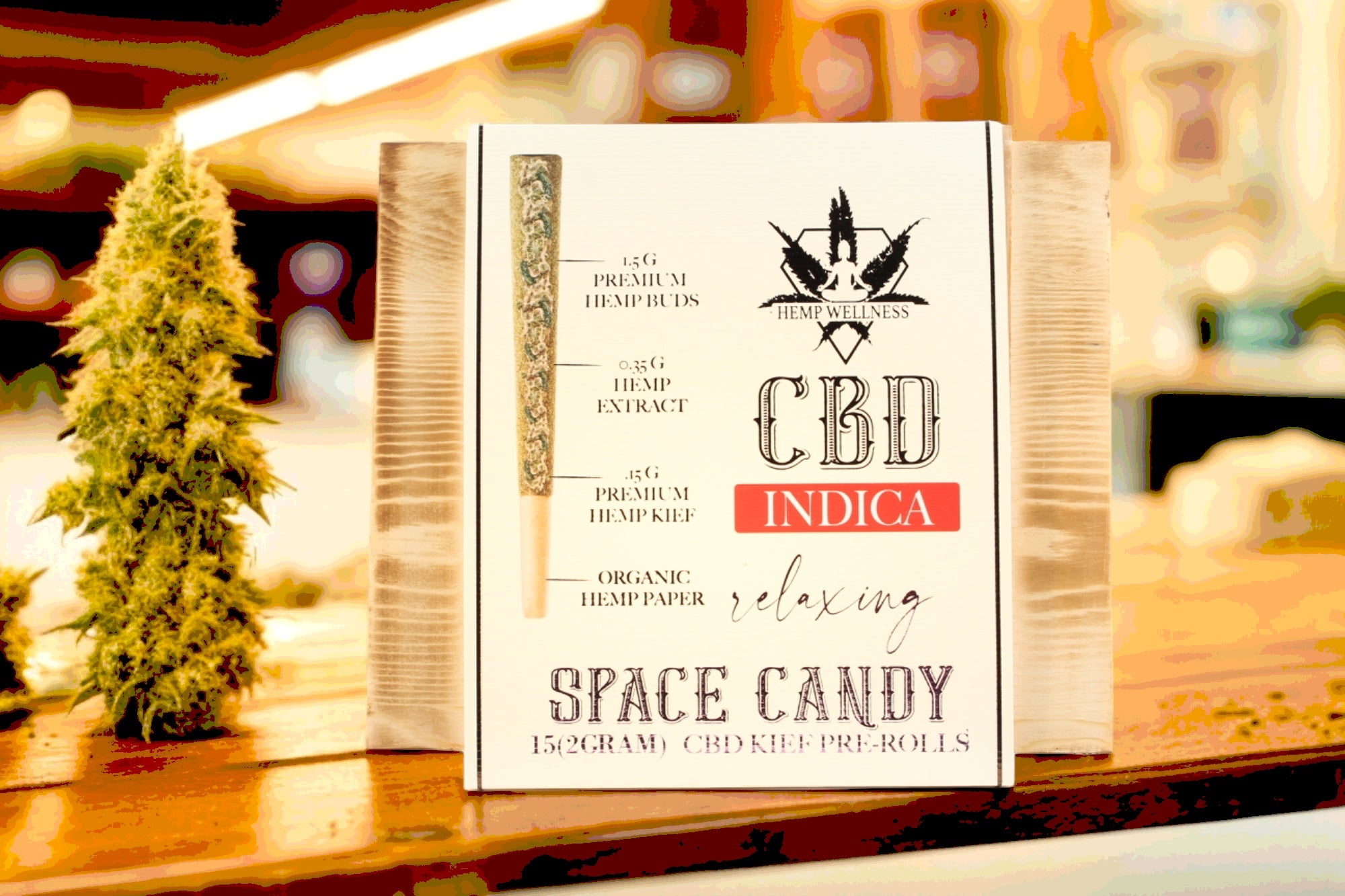 Hemp Wellness CBD 2g Kief Pre Roll Space Candy Indica
