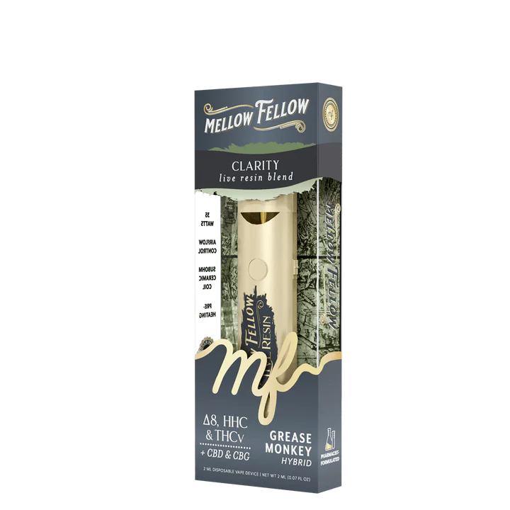 Mellow Fellow Live Resin Clarity Blend 2ml Disposable Vape Grease Monkey Hybrid