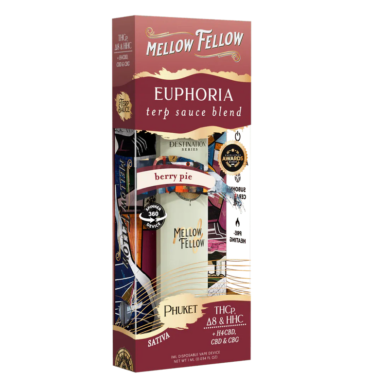 Mellow Fellow - Spinner Disposables - 1ml - Euphoria - Phuket - Berry Pie (Sativa)
