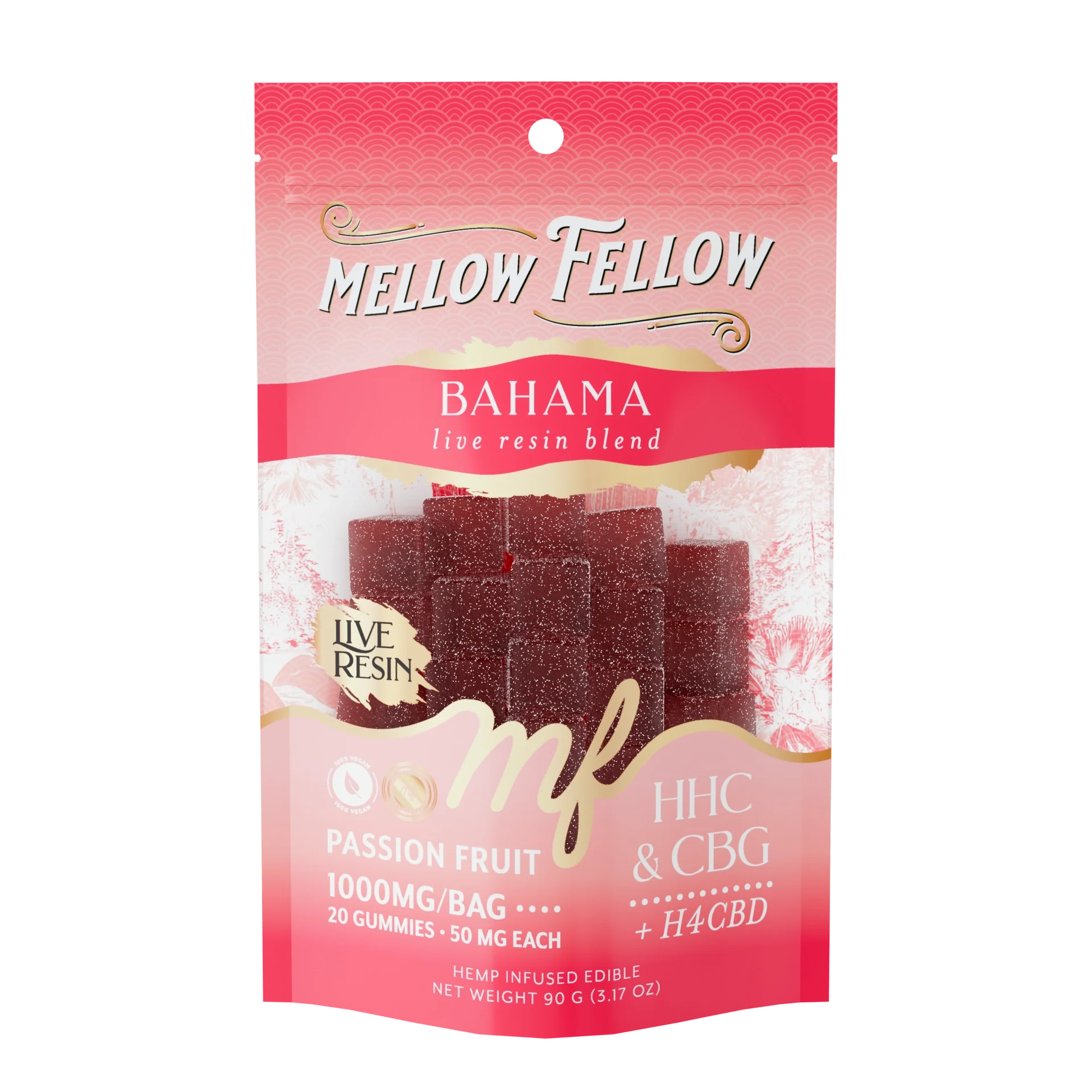 Mellow Fellow Edibles Live Resin M-Fusion 1000mg 20pc Bahama Blend Passion Fruit