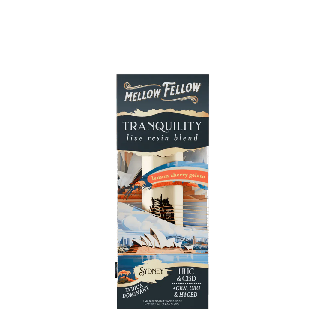 Mellow Fellow - Disposable - 1mL - Tranquility Blend - Sydney - Lemon Cherry Gelato (hybrid)