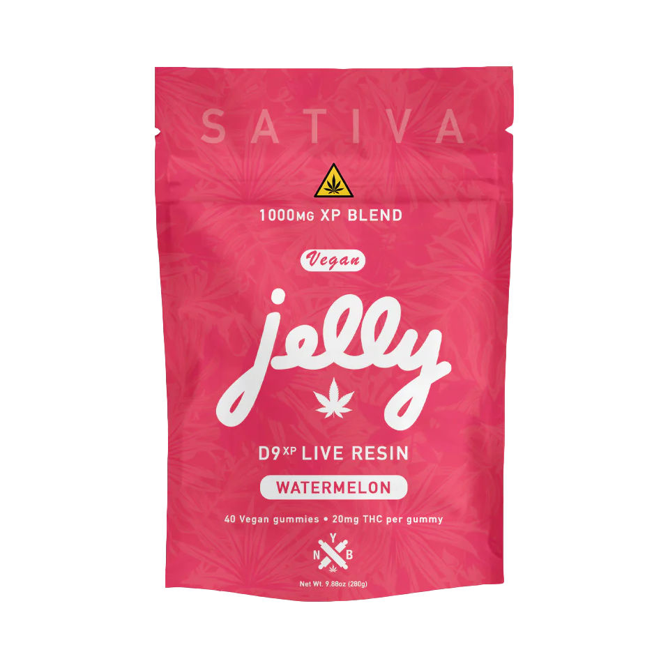 Jelly D9 Live Resin 1000mg Gummies 40ct-Watermelon