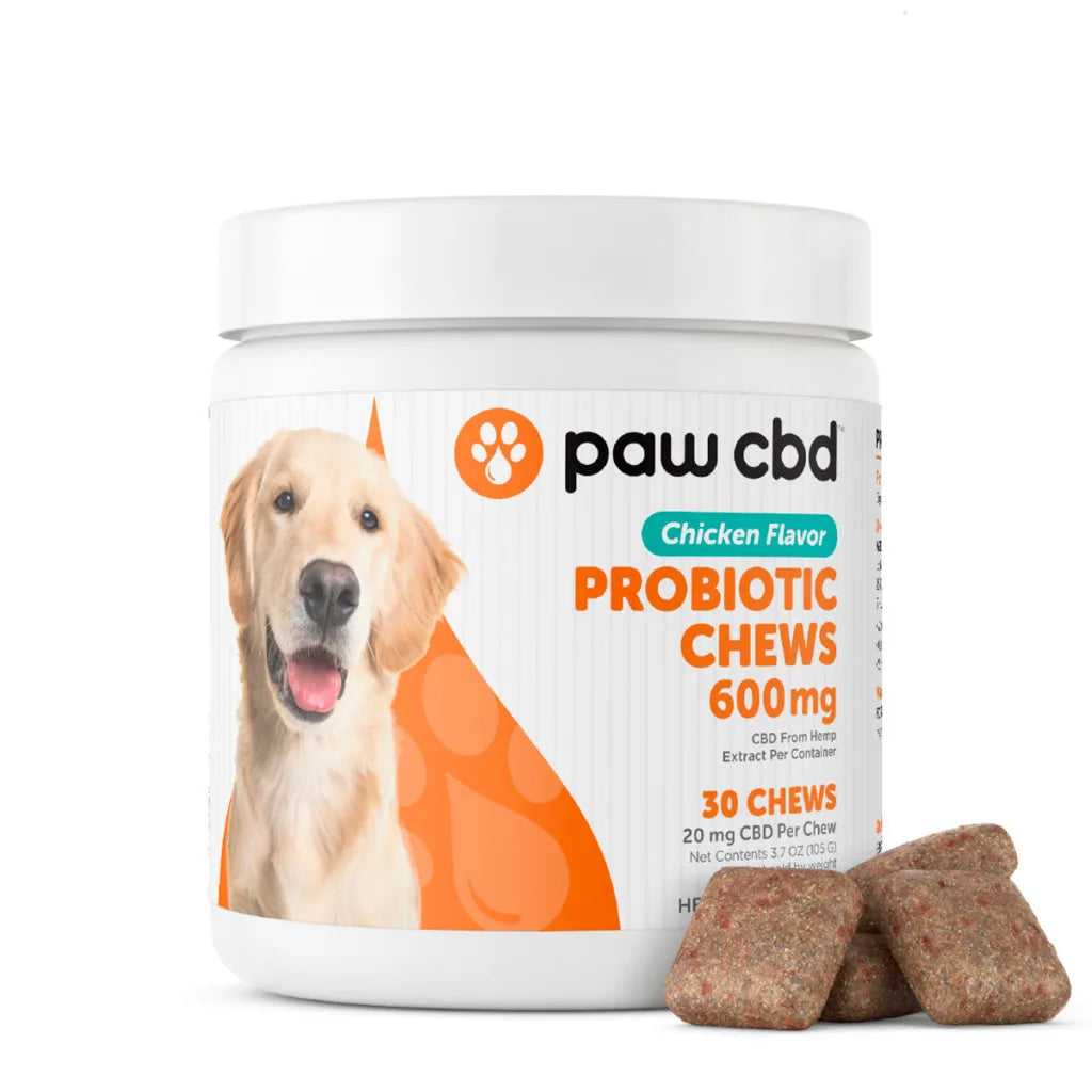 Paw CBD Broad Spectrum CBD Dog Probiotic Chews BROAD SPECTRUM - CHICKEN - 600 MG - 30 COUNT