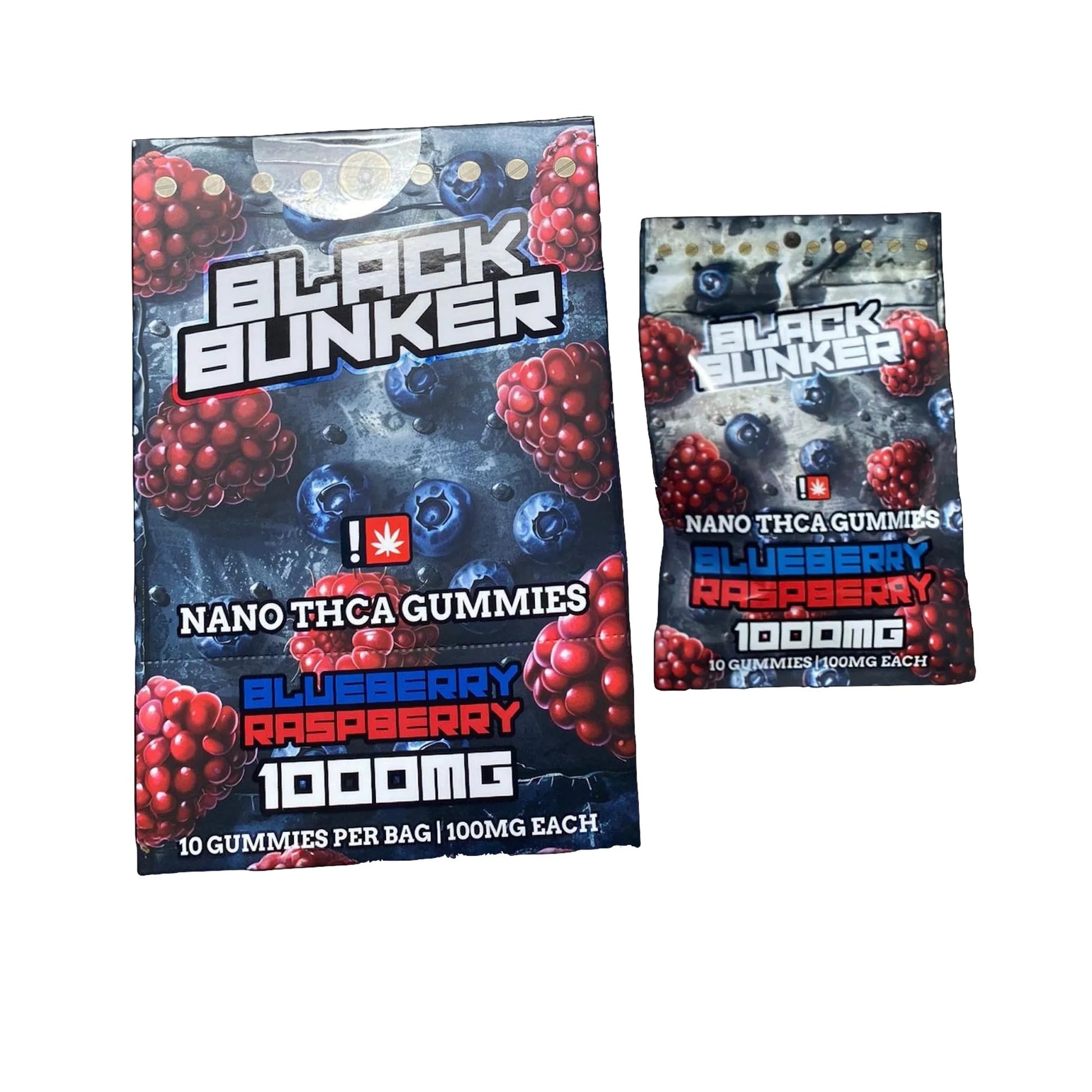 Black Bunker - NANO THCA GUMMIES 1000MG - 10ct Blueberry Raspberry