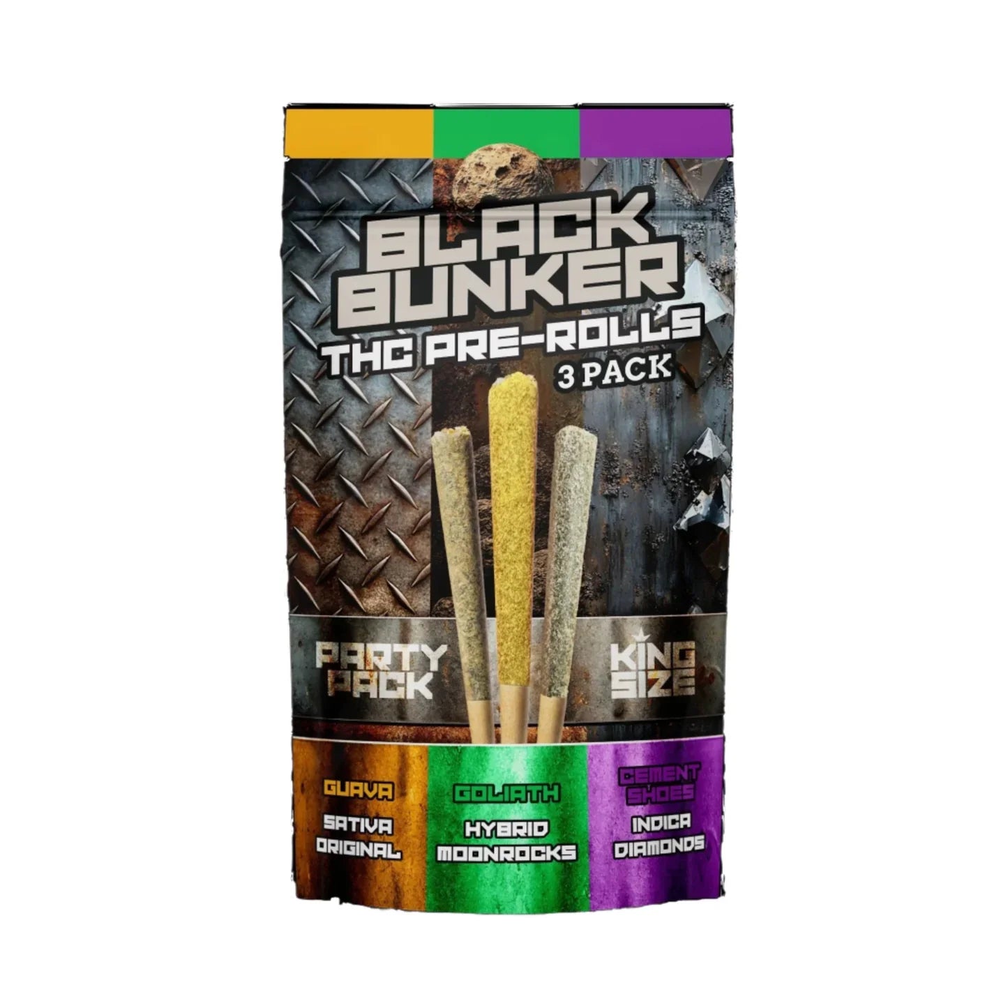Black Bunker THC Pre Rolls 3-Pack Guava/Goliath/Cement Shoes Party Pack
