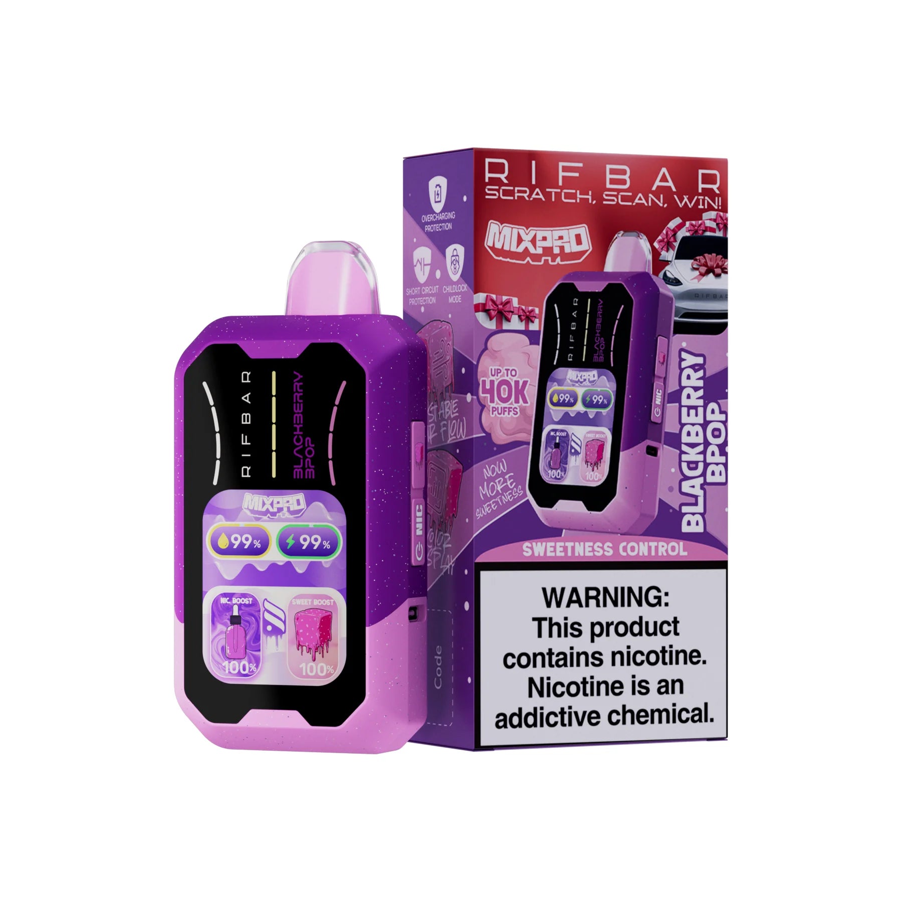 RifBar MixPro – Ice Series – Vape Disposable – 40,000 Puffs Blackberry BPop