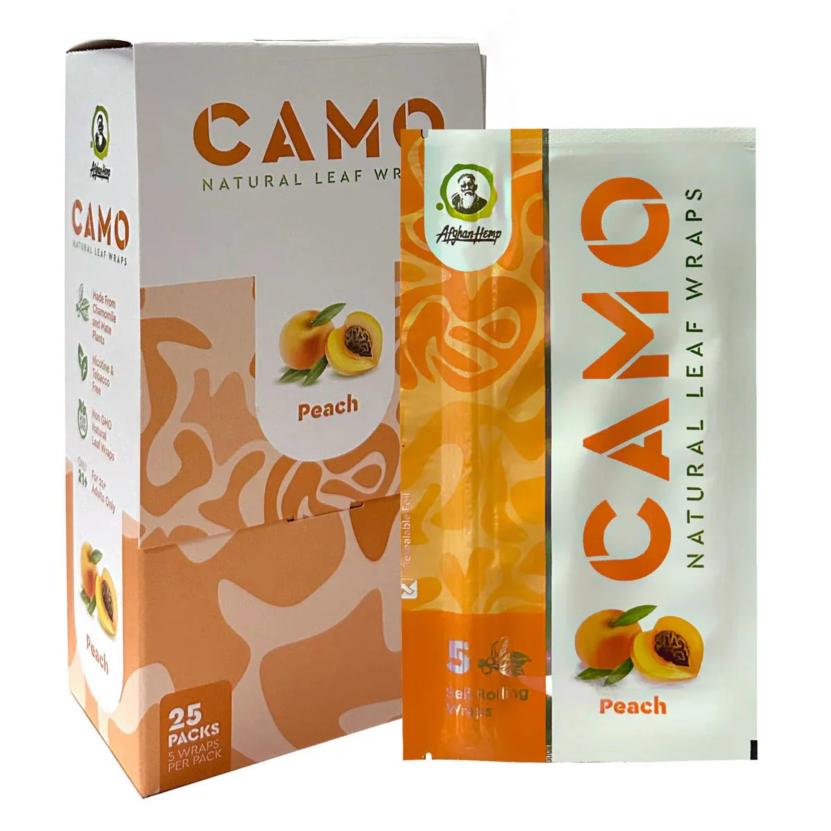 Camo Natural Leaf Wrap 5pk Peach