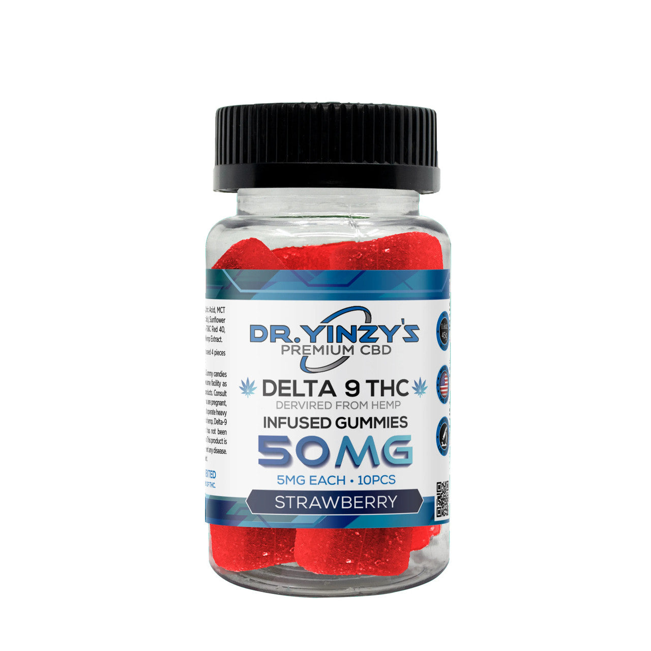 Dr. Yinzy's Delta 9 Strawberry 50MG Jar 5MG Each 10ct