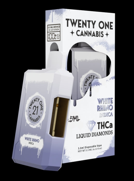 21 Cannabis- 3.5ML Liquid Diamonds Dispo (White Rhino) Indica