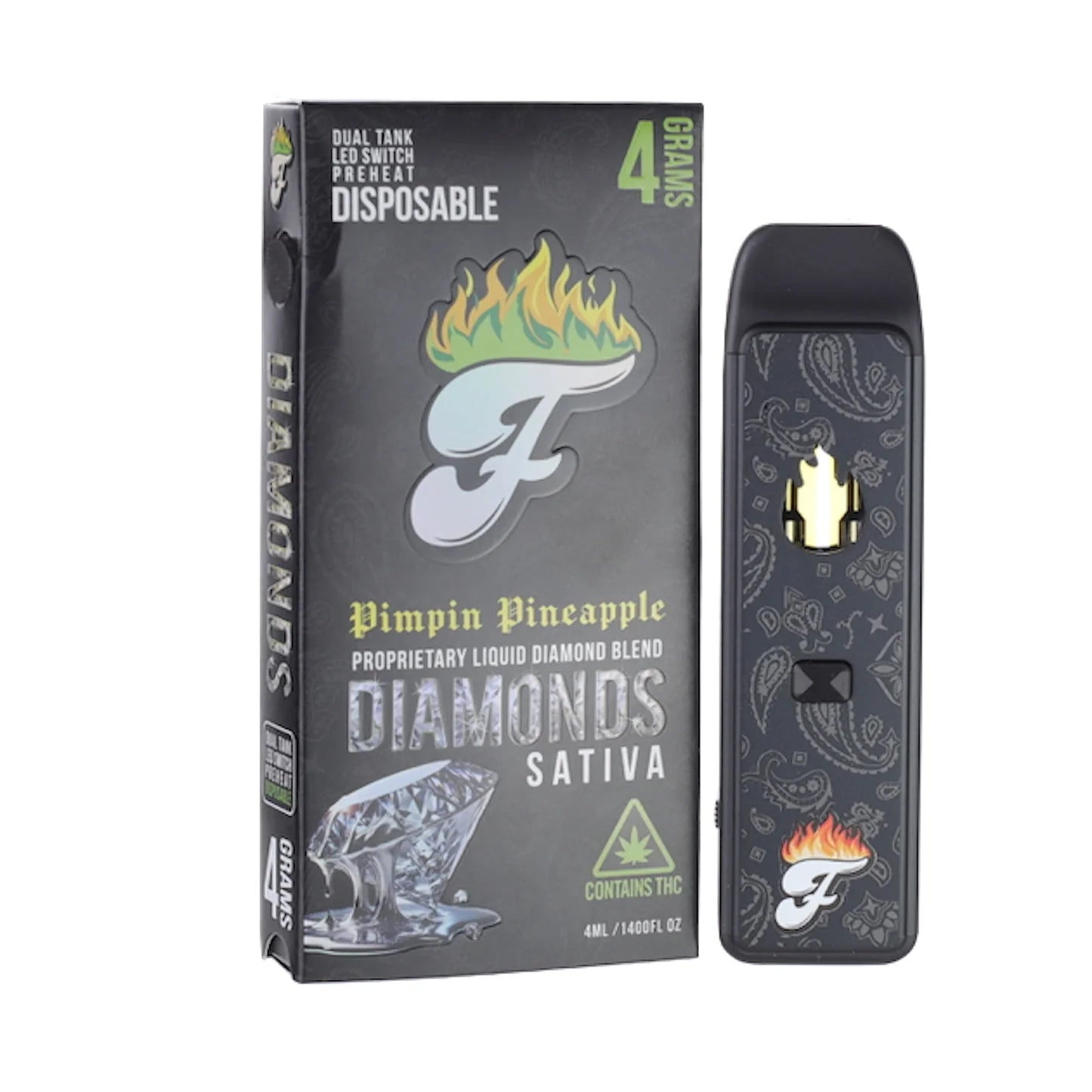 Fuego 4g Disposable Diamond Blend Pimpin Pineapple Sativa
