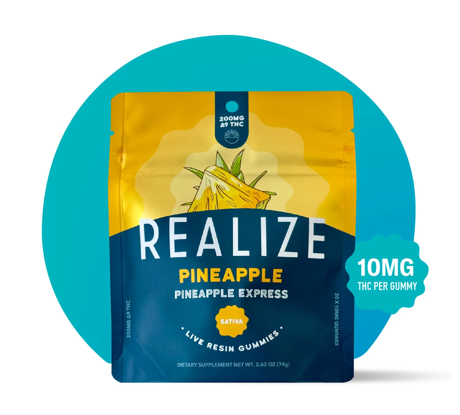 Realize- 200mg -Pineapple (Pineapple Express) Gummies Sativa