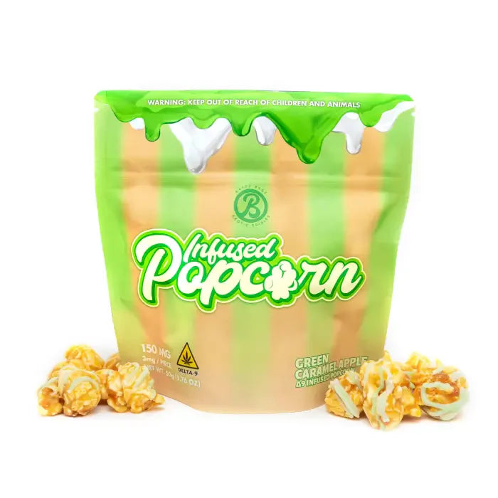 Baked Bags Infused Pop Corn Edibles 150mg Delta-9 Green Caramel Apple