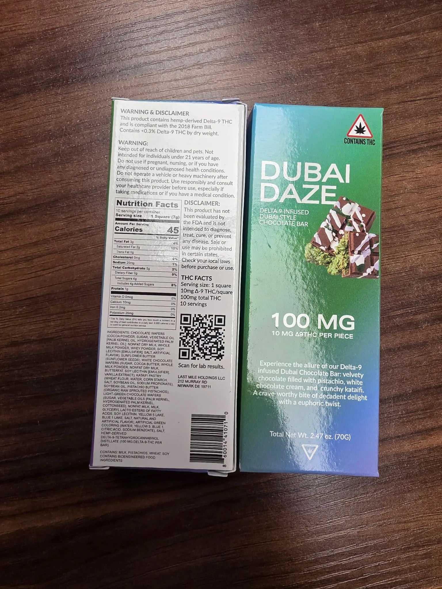 Dubai Daze D9 Infused Dubai Style Chocolate Bar