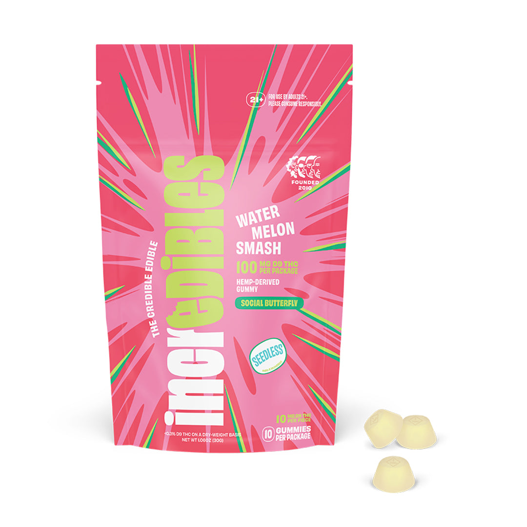 Incredibles Watermelon Smash Gummies (D9 10MG) UNCOLORED