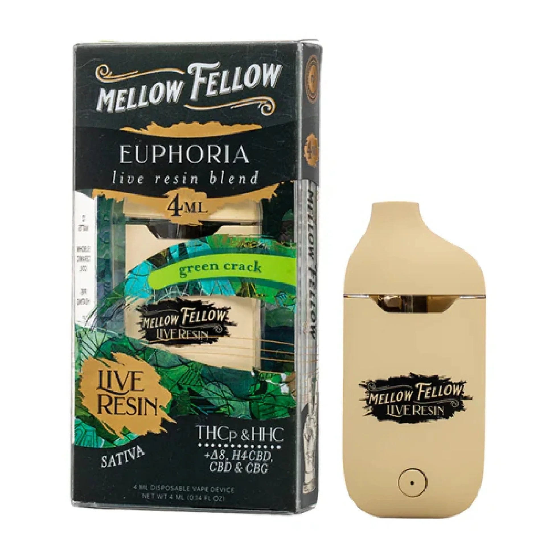 Mellow Fellow Live Resin Dream Blend 4ml Disposable Vape Green Crack Sativa