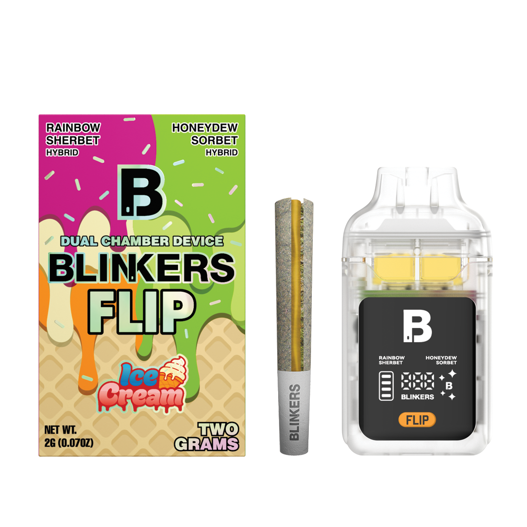 Blinkers Flip- 2G Rainbow Sherbet / Honeydew Sorbet PLUS .5G Hash Hole