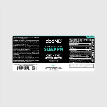 CBDMD Full Spectrum CBD Sleep Tincture FULL SPECTRUM - MINT - 30ML - 50 MG CBD : 2 MG THC