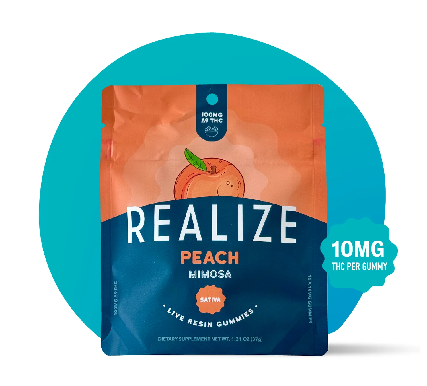 Realize - 100MG-Peach (Mimosa) Gummies Sativa