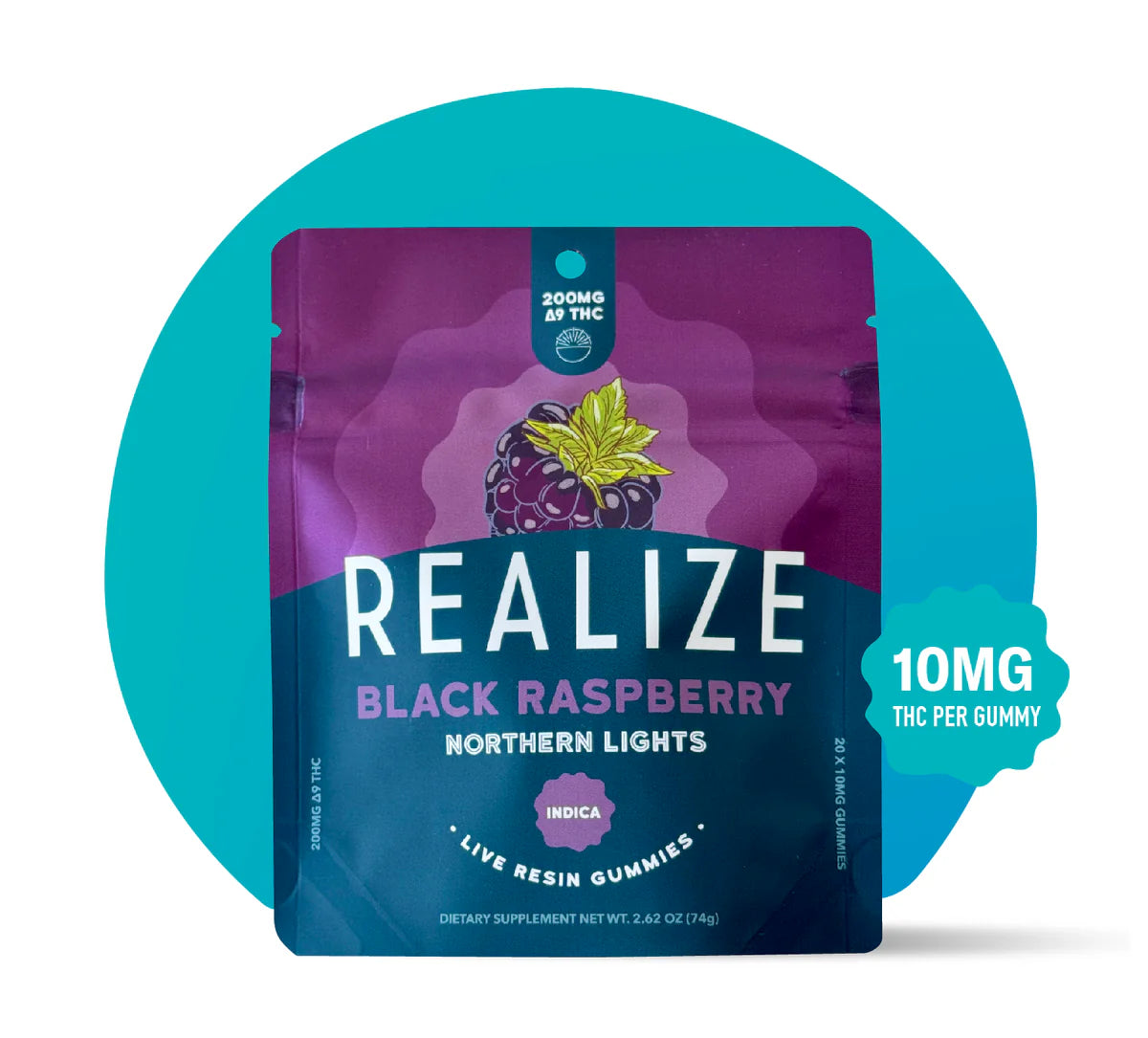 Realize- 150mg -Black Raspberry (Northern Lights) Bedtime Gummies Indica